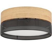 TK Lighting Plafoniera Nicol, nera, effetto legno, Ø 50 cm, 4 x E27 TK Lighting