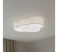 TK Lighting Plafoniera Cloud, beige, 63 cm di lunghezza, tessuto, nuvola, E27 TK Lighting