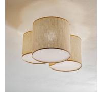 TK Lighting Plafoniera Mona Nature, a 3 luci, lino naturale TK Lighting