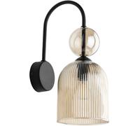 Wandleuchte Vetro Metallo Nero E14 Cognac di Alta Qualità Elegante B:13 CM