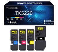 TK5220 Cartuccia Toner di Ricambio per Kyocera TK-5220K TK-5220C TK-5220M TK-5220Y Compatibile per Kyocera ECOSYS M5521cdn M5521cdw P5021cdn P5021cdw Stampante,4 Color-4 Pack
