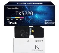 TK5220 Cartuccia Toner di Ricambio per Kyocera TK-5220K TK-5220C TK-5220M TK-5220Y Compatibile per Kyocera ECOSYS M5521cdn M5521cdw P5021cdn P5021cdw Stampante,BK-1 Pack