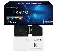 TK5230 Cartuccia Toner per Kyocera TK-5230K TK-5230C TK-5230M TK-5230Y Compatibile per Kyocera ECOSYS M5521cdn M5521cdw P5021cdn P5021cdw Stampanti con Chip,Black-1 Pack