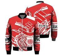 TKAJHPAH Veste Bomber 3D Pour Homme SU.ZU.K.I Rembourrée Style Cargo Coupe Vent Universitaire Avec Poche Col Montant Combinaison De Vol Confortable Et-A||4x_l