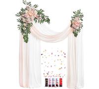 Tkasniy Fiori artificiali per archi nuziali (confezione da 4), 2 festoni con rose bianche e 2 tende ad arco e 5 cannoni coriandoli per sfondo cerimoniale