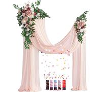 Tkasniy Kit di fiori per arco nuziale (confezione da 4), 2 pezzi di fiori artificiali, 2 pezzi di tessuto drappeggiato per archi e 5 cannoni coriandoli per decorazione di cerimonie