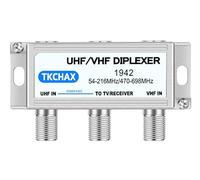TKCHAX Combinatore di antenna TV UHF/VHF e diplexer: elimina i rotatori, unisci 2 antenne in 1 uscita coassiale, resistente alle intemperie per un'installazione esterna o interna dura