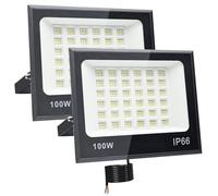 Tkdaksy 2 Pezzi Faro LED Esterno 100W, 2M Cavo Bianco Freddo 6500K, IP66 Impermeabile, 1000LM Faretti LED Esterno, per Giardini, Terrazze, Cortili, Balconi, Parchi, Garage, Fabbriche