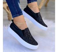 TKer Scarpe Casual da Donna Moda Paillettes Scarpe, Sneakers Slip-on alla Moda per Mocassini Piatti da Donna, Traspirante Slip-On Mocassini Bassi(Size:40 EU,Color:Nero)