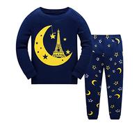 Tkiames, pigiama invernale a maniche lunghe, da bambino, 98 104 110 116 122 128 134, per autunno e inverno Blu 2 anni