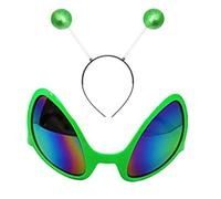 Tkidplw Alien - Set fascia e occhiali, arcobaleno | Cerchietti con testa a sfera glitterata, fasce per capelli, accessori divertenti per costume alieno, costume a tema spaziale