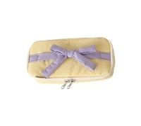Tkidplw Astuccio grande con fiocco, ad alta capacità, per penne, matite, organizer da viaggio, per studenti, donne, scuola, ufficio, materiale scolastico, Giallo