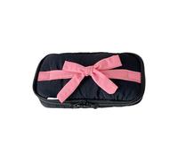 Tkidplw Astuccio grande con fiocco, ad alta capacità, per penne, matite, organizer da viaggio, per studenti, donne, scuola, ufficio, materiale scolastico, Nero