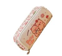 Tkidplw Astuccio grande in tela con cartoni animati, per penne e matite, organizer da viaggio, per scuola, ufficio, viaggi, articoli per la scuola, Beige