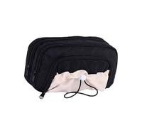 Tkidplw Astuccio multi strato con chiusura a coulisse per forniture scolastiche Borsa per penne scolastiche in tessuto di grande capacità Astuccio per matite di grande capacità di facile accesso, Nero