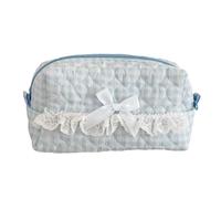 Tkidplw Borsa cosmetica da viaggio ad alta capacità in pizzo e cotone per scuola forniture per ufficio donne ragazze elegante scuola ufficio matita borsa, Blu