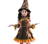 Tkidplw Costume da spaventapasseri di Halloween, costume in maschera | Il set di 5 pezzi per costume da spaventapasseri include un vestito da spaventapasseri, cappello, colletto, corda