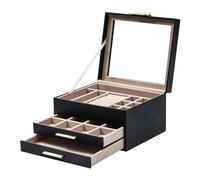 Tkidplw Custodia protettiva per gioielli con scomparti a strati, copertura visibile, interno foderato in flanella, finitura in pelle PU per collana finestra portagioie