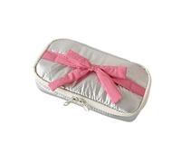 Tkidplw Grazioso astuccio con fiocchi di grande capacità, con fiocco, per la scuola, per ufficio, per studenti, spaziosa scatola con fiocco, penna per scuola, forniture per ufficio, Grigio argento