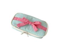 Tkidplw Grazioso astuccio con fiocchi di grande capacità, con fiocco, per la scuola, per ufficio, per studenti, spaziosa scatola con fiocco, penna per scuola, forniture per ufficio, Verde (lake green