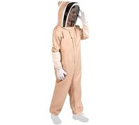 Tkidplw Tuta professionale da apicoltura in tessuto ventilato copertura completa cappuccio staccabile e guanti in pelle di capra per ispezione colonia abbigliamento protettivo per apicoltura per