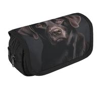 TKJMCSW Astuccio di grande capacità con cerniera, astuccio per matite con cane da laboratorio, multifunzione, con 3 scomparti, borsa per trucco in tessuto per adulti per donne e uomini, organizer per