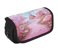 TKJMCSW Astuccio di grande capacità con cerniera Candy Land Astuccio multifunzione con 3 scomparti per adulti in tessuto per trucco per donne e uomini, organizer per forniture per ufficio