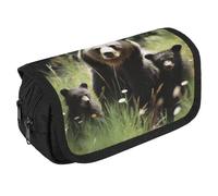TKJMCSW Astuccio di grande capacità con cerniera Mama Bear, astuccio multifunzione con 3 scomparti per penne in tessuto per adulti per donne e uomini, organizer portatile per cancelleria da ufficio