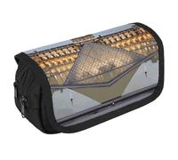 TKJMCSW Astuccio di grande capacità, con cerniera, motivo museo del Louvre di Parigi, astuccio multifunzione con 3 scomparti, borsa per trucchi in tessuto per adulti, per donne e uomini, organizer per
