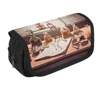 TKJMCSW Astuccio di grande capacità con cerniera per laboratorio chimico, astuccio multiuso a 3 scomparti, astuccio per cosmetici in tessuto per adulti per donne e uomini, organizer per riporre