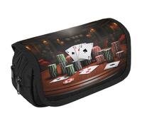 TKJMCSW Astuccio di grande capacità con cerniera per torneo di poker, astuccio multifunzionale con 3 scomparti, borsa per trucco in tessuto per adulti per donne e uomini, organizer per forniture per