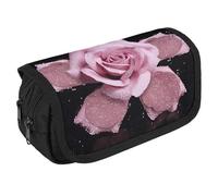 TKJMCSW Astuccio di grande capacità, con cerniera, rosa glitterata, multifunzione, con 3 scomparti, borsa per trucco in tessuto per adulti per donne e uomini, organizer per forniture per ufficio