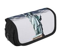 TKJMCSW Astuccio di grande capacità con cerniera Statua della Libertà Astuccio multifunzionale per penne con 3 scomparti Borsa per trucco in tessuto per adulti per donne e uomini, organizer per