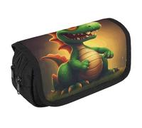 TKJMCSW Astuccio di grande capacità con drago con cerniera e bocca aperta, astuccio multifunzione con 3 scomparti, borsa per trucco in tessuto per adulti per donne e uomini, organizer per forniture