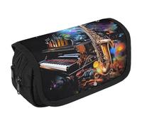 TKJMCSW Astuccio multifunzionale con cerniera per sassofono e pianoforte, astuccio multifunzione con 3 scomparti, borsa per trucco in tessuto per adulti per donne e uomini, organizer per forniture per