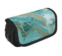TKJMCSW Astuccio multifunzione con cerniera di grande capacità, con cerniera, color foglia di tè e oro, astuccio multifunzione con 3 scomparti, in tessuto per adulti, per donne e uomini, organizer per
