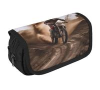 TKJMCSW Astuccio per matite di grande capacità, con cerniera, multifunzione, con 3 scomparti, in tessuto, per donne e uomini, organizer per ufficio