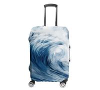 TKJMCSW Blue Wave Art - Copertura per bagagli approvata TSA, elastica, lavabile, antigraffio, adatta per custodie da 48-76 cm, bianco, M