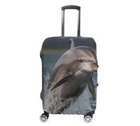 TKJMCSW Cool Dolphin - Copertura per bagagli approvata TSA, elastica, lavabile, antigraffio, adatta per custodie da 48-76 cm, bianco, XL