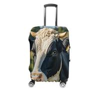 TKJMCSW Copertura per bagagli a forma di mucca da latte, approvata TSA, per valigie, elastica, lavabile, antigraffio, adatta per custodie da 48-76 cm, bianco, L