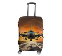 TKJMCSW Copertura per bagagli con aereo che atterrano sulle piste, approvata TSA, per valigie, elastiche, lavabili, antigraffio, per valigie da viaggio, adatta per custodie da 48-76 cm (), bianco, M