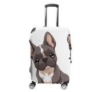 TKJMCSW Copertura per bagagli con bulldog francese approvata TSA, copertura elastica lavabile per valigie, antigraffio, adatta per custodie da 48-76 cm, bianco, L