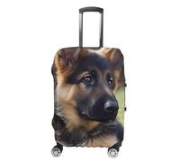 TKJMCSW Copertura per bagagli con cucciolo di pastore tedesco, approvata TSA, copertura elastica lavabile per valigie, antigraffio, adatta per custodie da 48-76 cm, bianco, XL