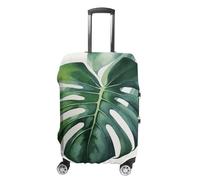 TKJMCSW Copertura per bagagli con foglie di Monstera ad acquerello, approvata TSA, per valigie, elastica, lavabile, antigraffio, per valigie da viaggio, adatta per custodie da 48-76 cm, bianco, L