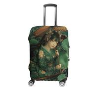 TKJMCSW Copertura per bagagli con foglie verdi e barca, approvata TSA, per valigie, elastica, lavabile, antigraffio, adatta per custodie da 48-76 cm, bianco, S