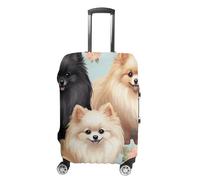 TKJMCSW Copertura per bagagli con motivo Pomeranians omologata TSA, copertura elastica lavabile per valigie, antigraffio, adatta per custodie da 48-76 cm, bianco, XL