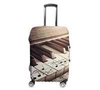 TKJMCSW Copertura per bagagli con note musicali e pianoforte, approvata TSA, per valigie, elastica, lavabile, antigraffio, adatta per custodie da 48-76 cm, bianco, L