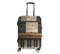 TKJMCSW Copertura per bagagli con note musicali e pianoforte, approvata TSA, per valigie, elastica, lavabile, antigraffio, adatta per custodie da 48-76 cm, bianco, S