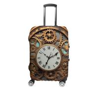 TKJMCSW Copertura per bagagli con orologio rusty steampunk, approvata TSA, copertura elastica lavabile per valigie da viaggio, antigraffio, adatta per custodie da 48-76 cm, bianco, L