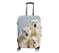 TKJMCSW Copertura per bagagli con orso polare e cucciolo approvata TSA, copertura elastica lavabile per valigie da viaggio, antigraffio, adatta per custodie da 48-76 cm, bianco, L